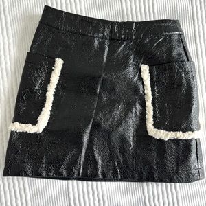 Monki Shearling Pocket Faux Leather Skirt. Sizer 36 EU. Us 4. Black.
